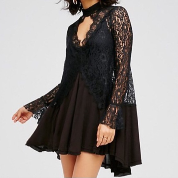 Black Secret Origins Lace Pieced Tunic DRESS NEW - Picture 3 of 6